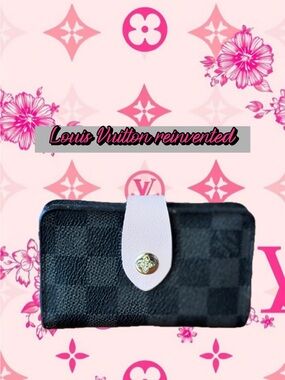 Louis Vuitton repurposed graphite, compact wallet 2013 made in France